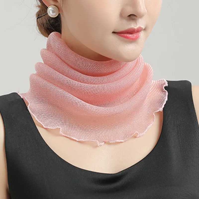 Spring Summer Chiffon Neck Collar Scarf Women Head Thin Sunscreen Variety Small Silk Anti-UV Scarf Mask Multi-Function Scarf W250602
