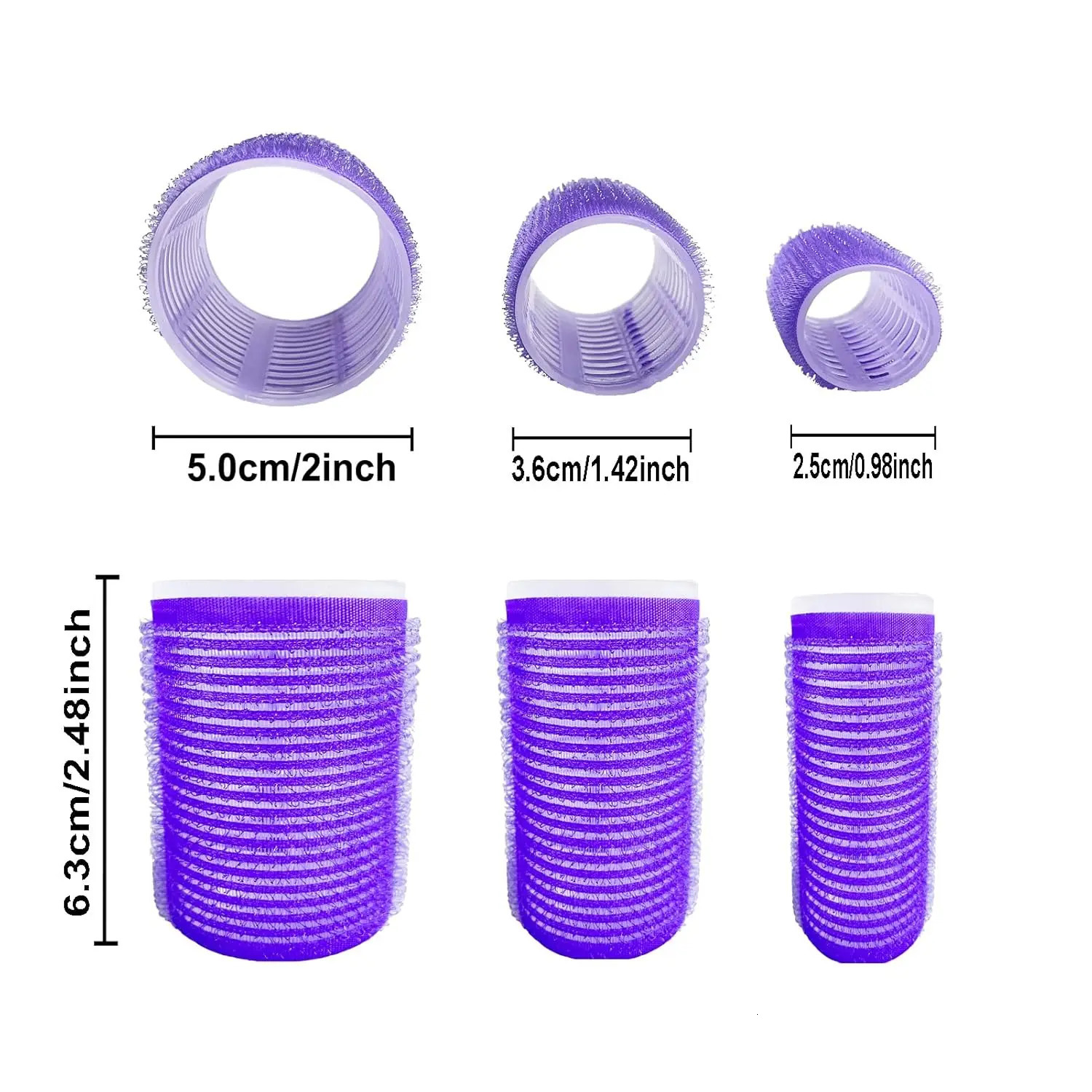 18pcs Heatless Hair Rollers Set with Clips Comb - Self Grip Rollers for Curls 3 Sizes 3.6/5.0/6.0cm - Salon Trave 250603