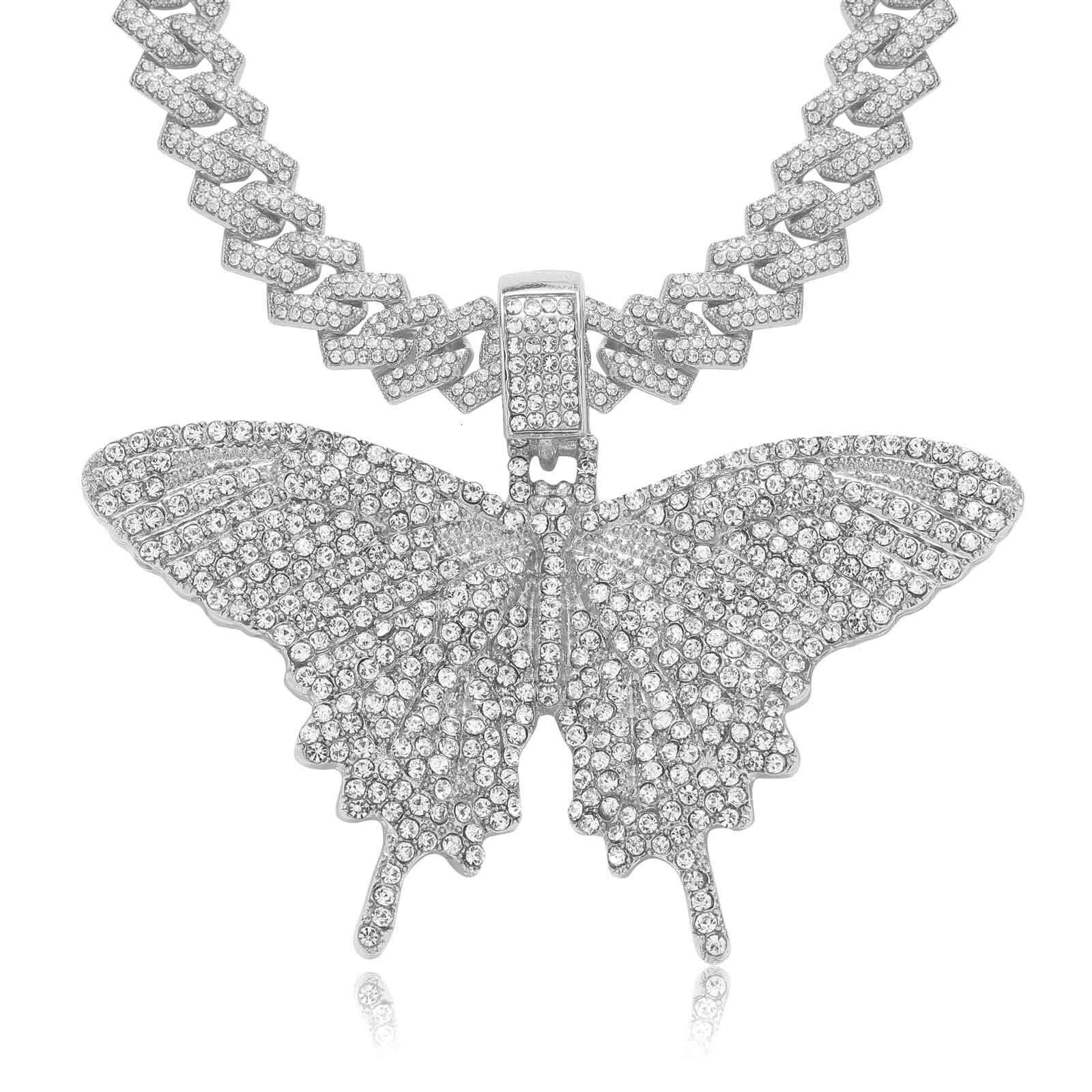 Ins Style Hip-Hop Moissanite Butterfly Pendant Full Diamond Mens Personality Ins Style Accessories Moissanite pendant