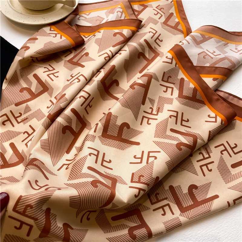 Luxury Design 90X90cm Silk Scarf Square Scarves Women Large Bandana Foulard Ribbon Hairband Headband Travel Neckerchief Wraps W250602