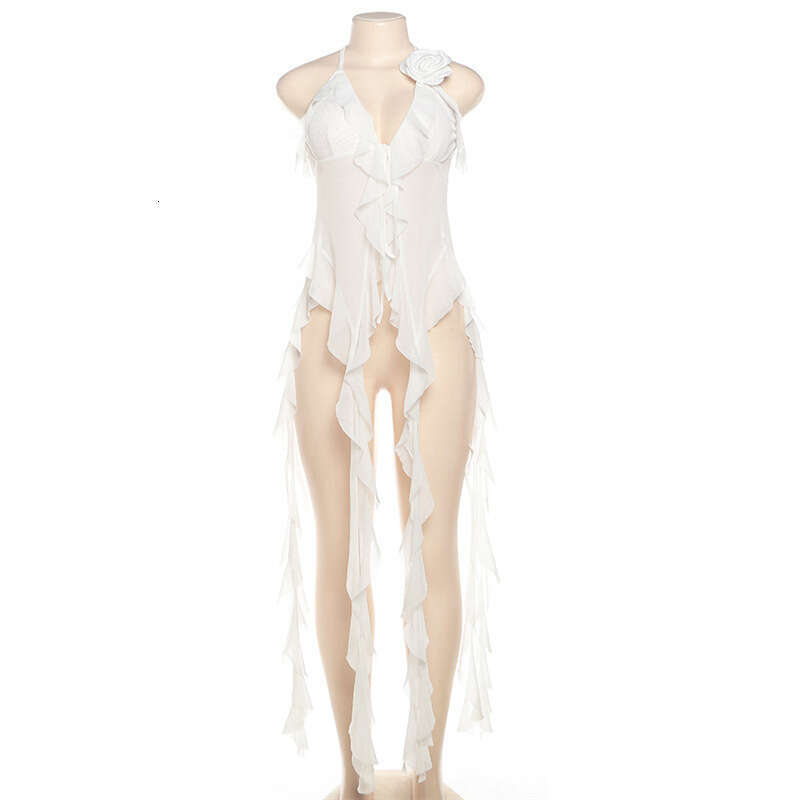 Spring Fashion Trend Women's New Halter Neck Backless Tie Mesh Slim Fit Tank Top B5