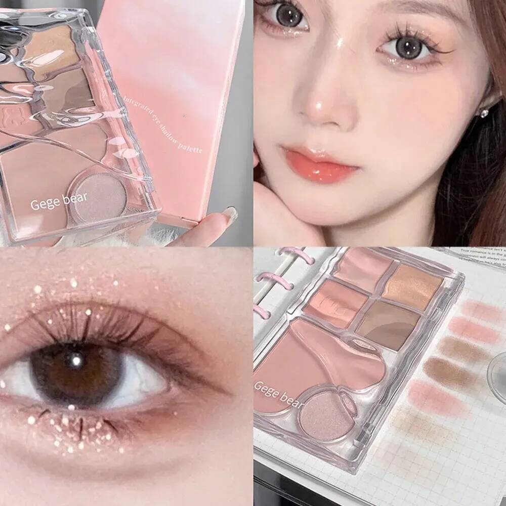 Pinky Heart Gege Bear Matte Pearlescent Earth Color Sequin Long-Lasting Eyeshadow And Contour Palette