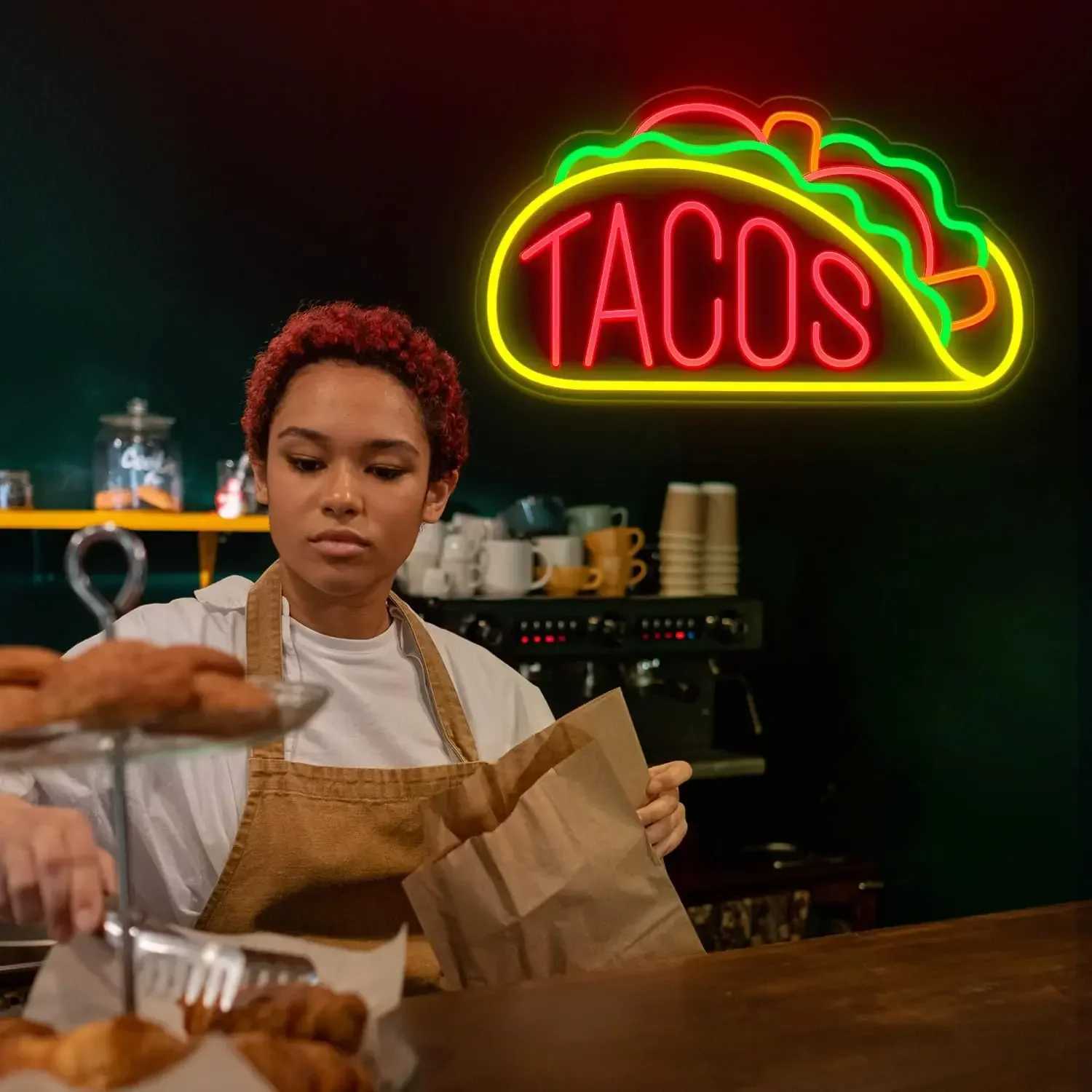 Tacos Neon Signs LED Neon Signs for Wall Decor LED Neon Light for Tacos Shop Beer Bar Pub Restaurant Christmas Decor XJ250602