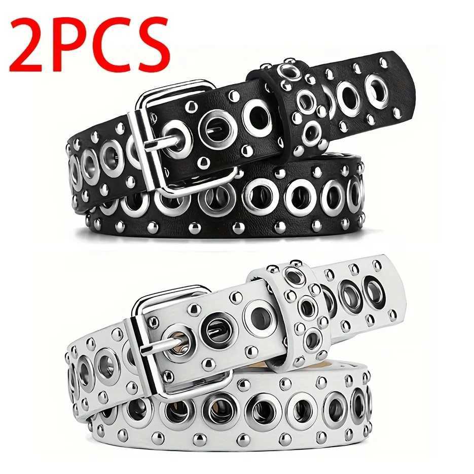 1/2pcs Womens Belt Fashionable Rivet Belt Personalized Needle Buckle Belt Street Trend Punk HipHop Style Y2K Belt Neutral Belts XJ250602