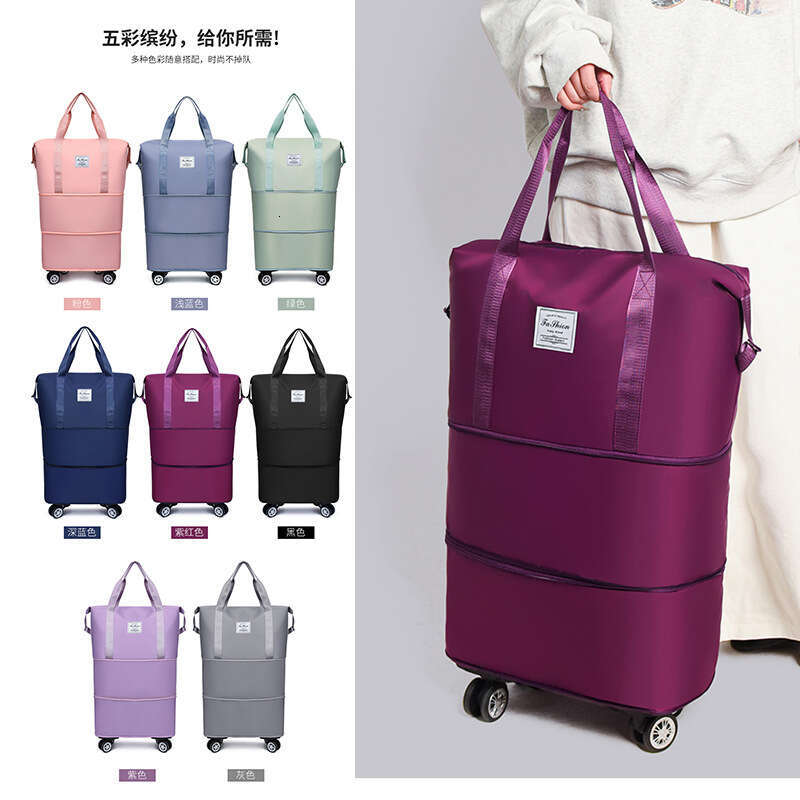 College Student Travel Extra Large Capacity Business Trip Expandable Universal Wheel Lage Oxford Cloth Storage Gym Bag for Women