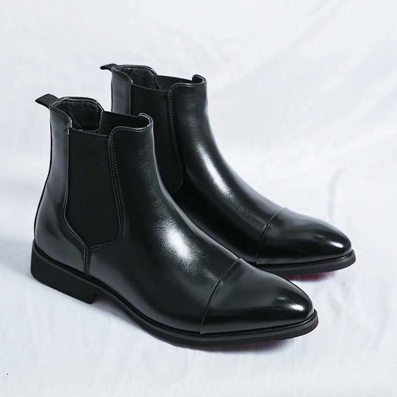 Men Formal Ankle Boots Business Casual High Quality Men Dress Office Chelsea Boots Male Slip-On Oxfords Luxury Designer Shoes XJ250602