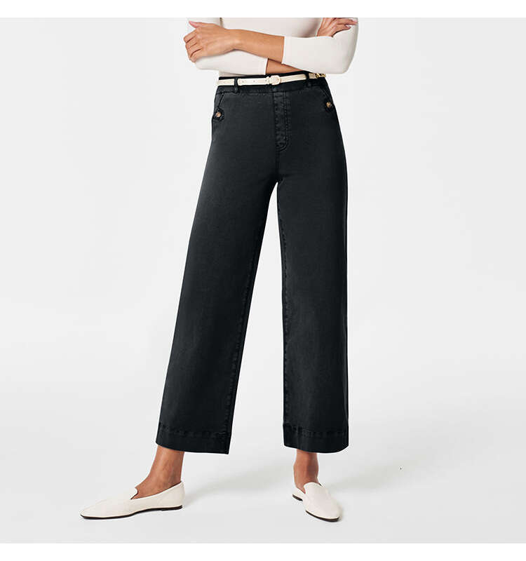 Loose Straight Wide-Leg Cropped Jeans B5