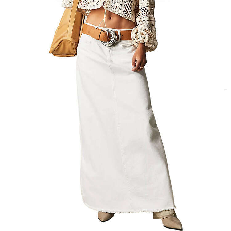 Summer Women's Loose Straight Casual Denim Midi Skirt B5