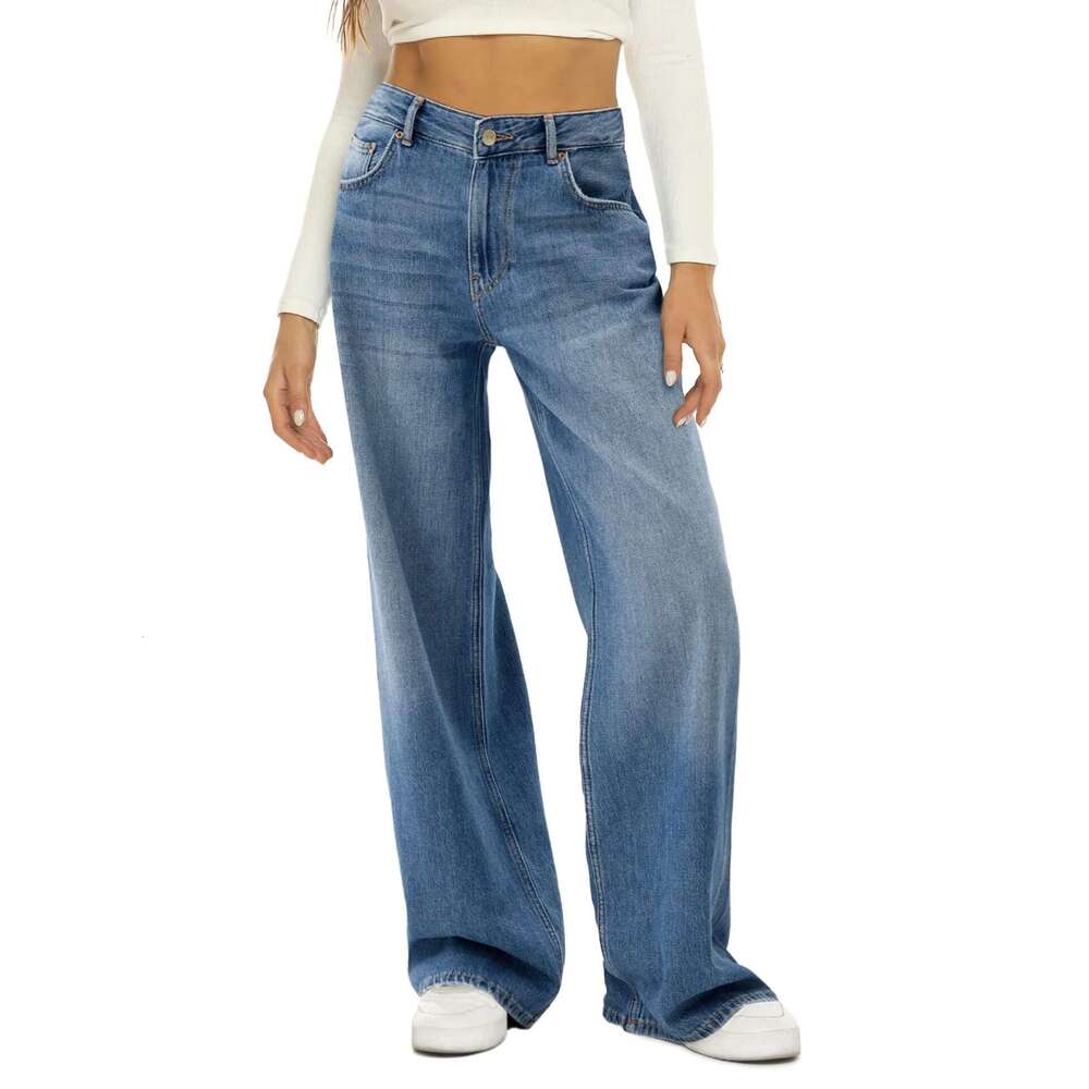 Cat Whisker Loose Wide-Leg Jeans For Women B5