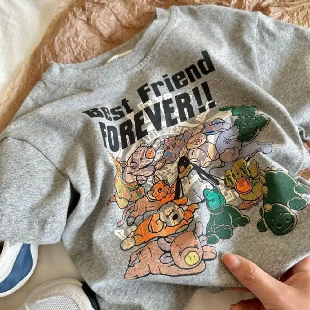 1 Short-sleeved T-shirt for Boys and Girls Cartoon Zoo Cotton Cute Top Korean Style 2025 Summer New Style T250603