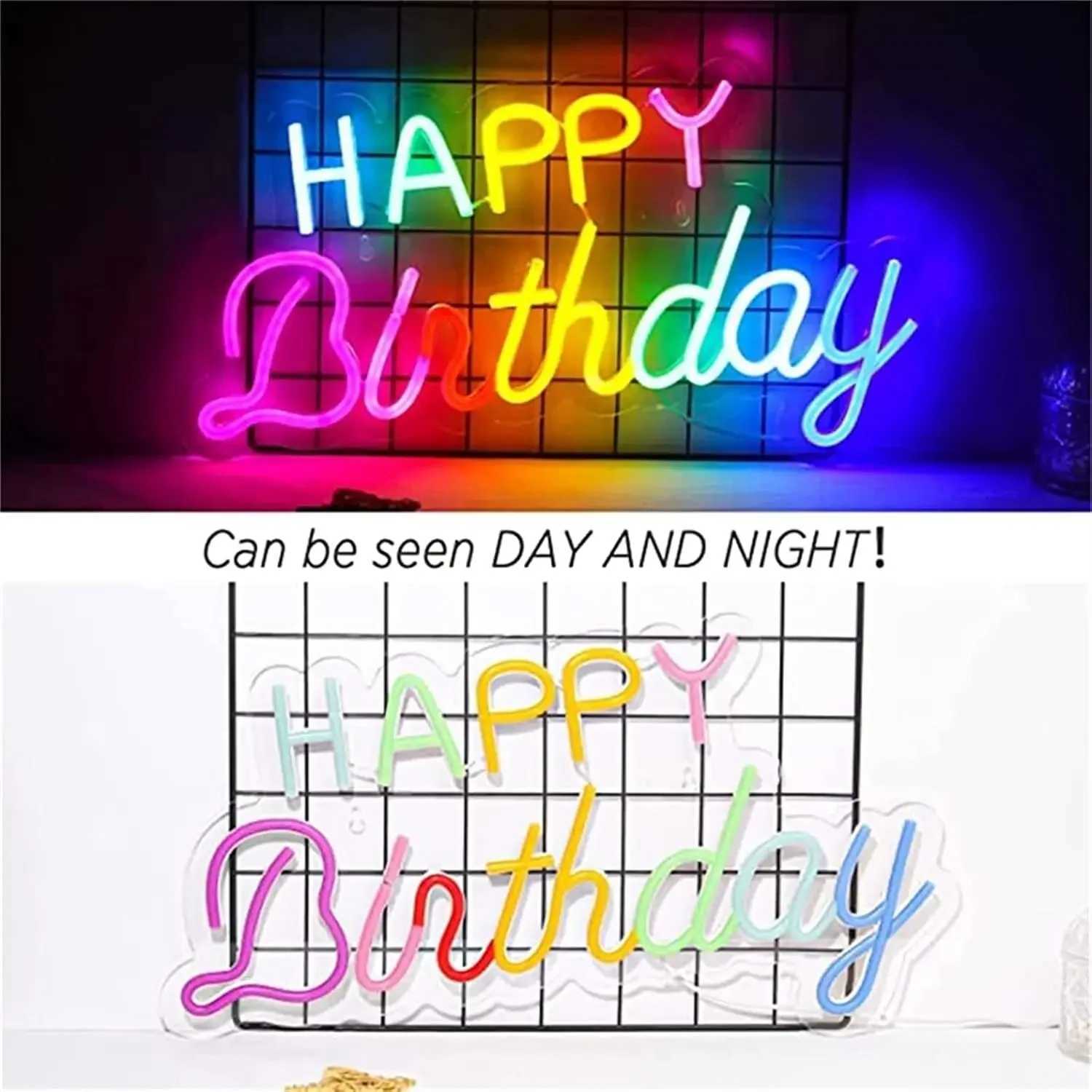 Happy Birthday Neon Sign LED Neon Light for Wall Decoration USB Powered for Bar Club Bedroom Living Room Decor Birthday Gifts XJ250602