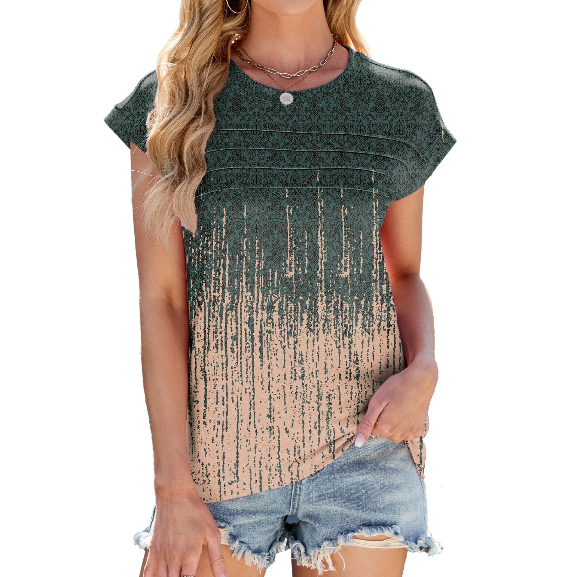 Luxury Designer Clothing Fashion 2025 Summer New Print Striped Round Neck Loose Short Sleeved T-shirt Women's Top Designer T-shirt