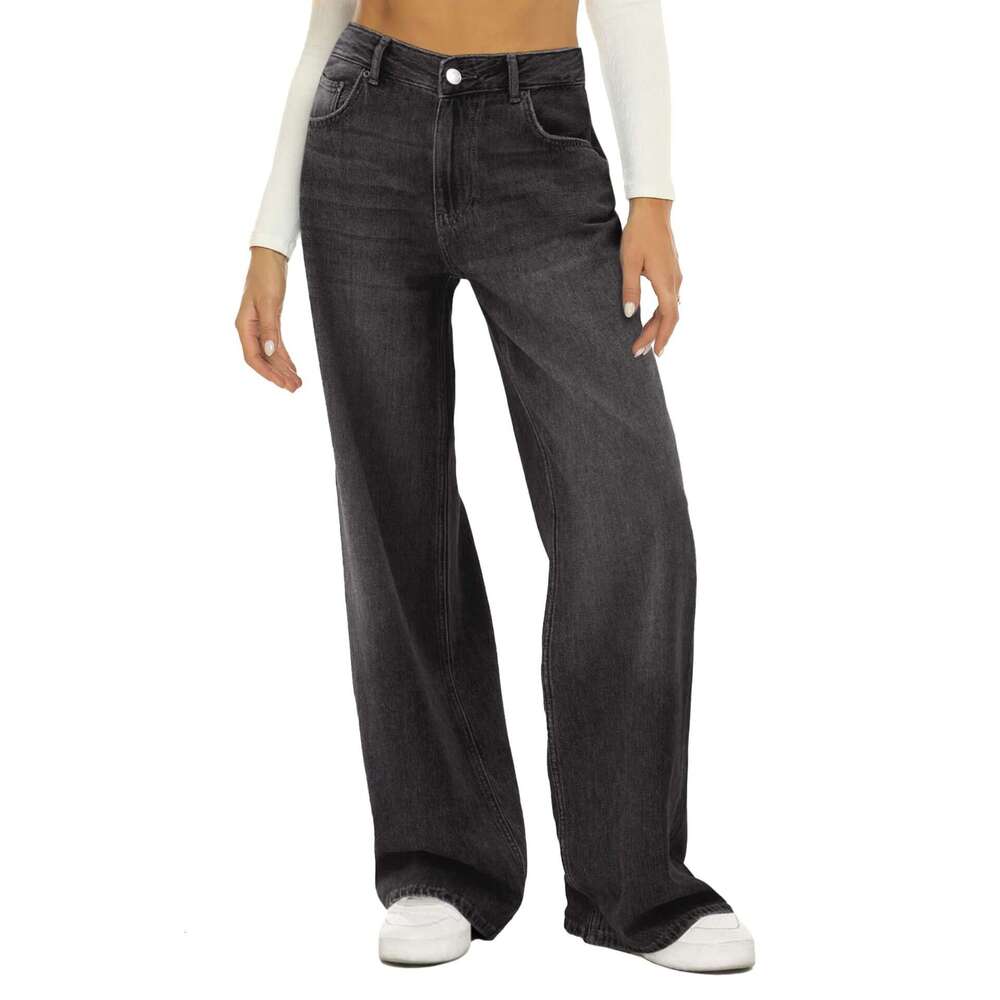 Cat Whisker Loose Wide-Leg Jeans For Women B5