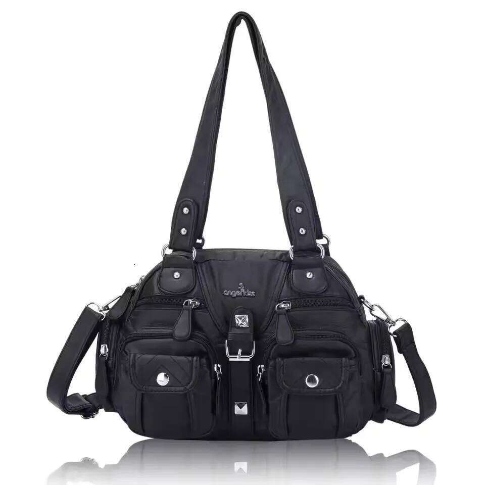 Handbag Women Small Handbags Satchel Top-Handle PU Bag Vintage Dumpling Pack Multi-Pockets Shoulder Bags