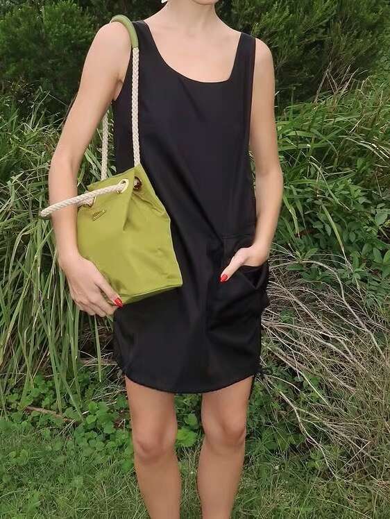 Spring Summer New Fashionable Versatile Nylon Color Block Braided Design Commuter Shoulder Crossbody Bag