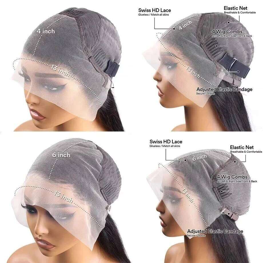 40 Inch 250 Density Straight Front Wigs Human Hair 13x6 Hd Frontal Wig Transparent Lace 13x4 Pre Plucked For Women