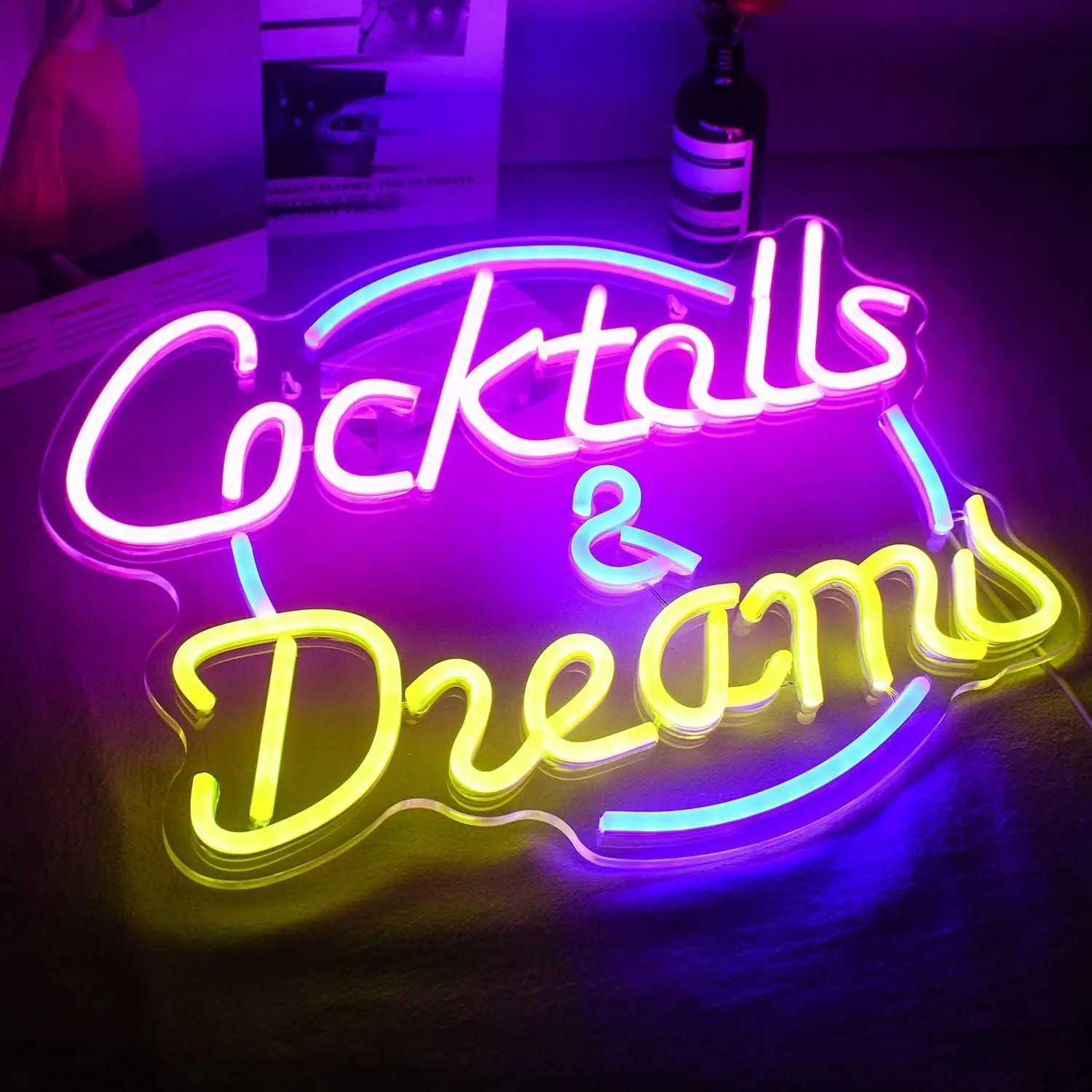Cocktails Dreams Neon sign Suitable for bar wall decoration can be powered by USB Adjustable LED lights XJ250602