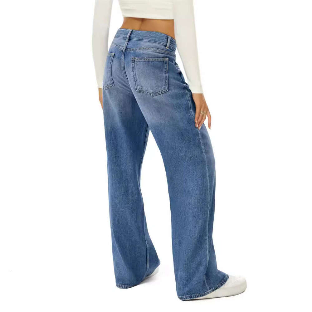Cat Whisker Loose Wide-Leg Jeans For Women B5