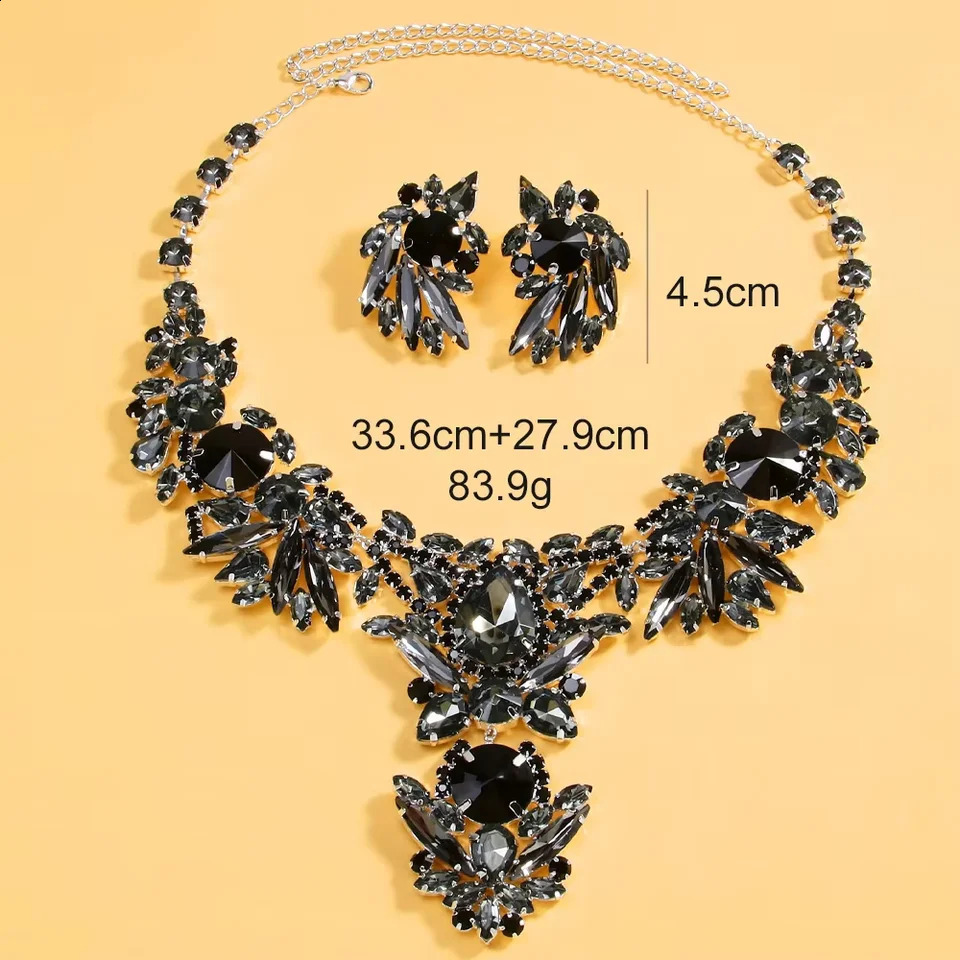 Stonefans Black Dubai Jewelry Set Necklace African Statement Men Gift Choker Bride Prom Wedding Necklace and Earring Set 250530