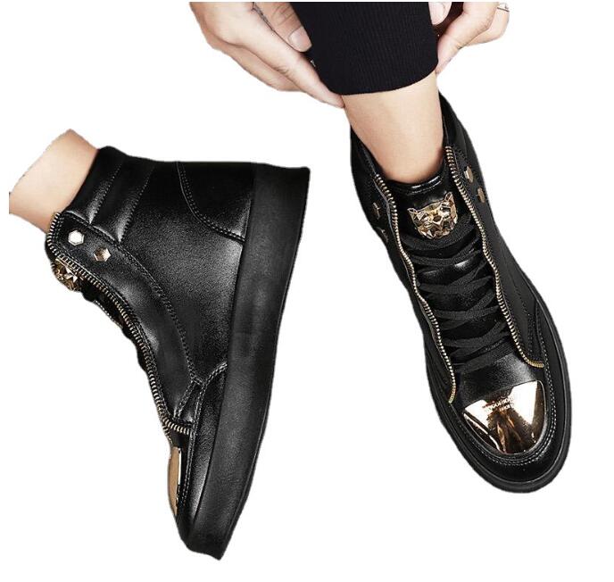 Spring 2025 new Martin boots men's high top board shoes metal casual leather boots men's Korean version trendy street shoes Z 6.2-7