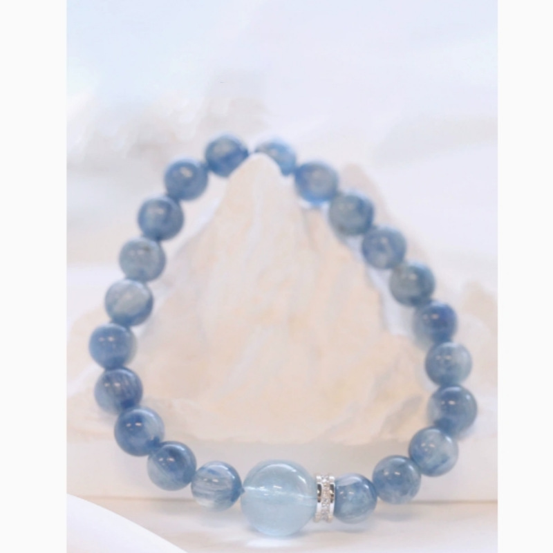 Natural crystal, kyanite, aquamarine bracelet,Aquamarine,wuxing implied meaning Anxiety relief Expressive clarity