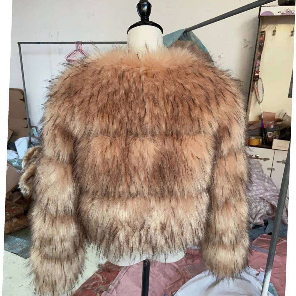 HOOOFUR Light Faux Women's Raccoon Jacket Winter Fashion Warm Thick Fox Leather Brown Especially Fake Fur Cold