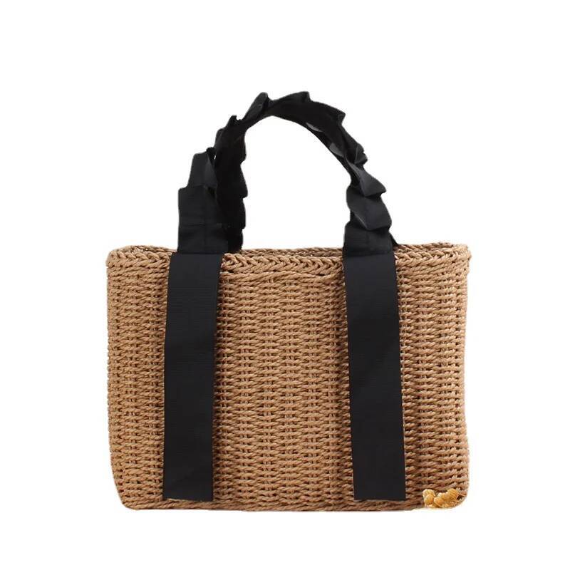 2025 New Simple and Portable Woven Handbag, Japanese and Korean Designer Series, Solid Color Straw Bag, Leisure Beach Bag, Women's Bag 3