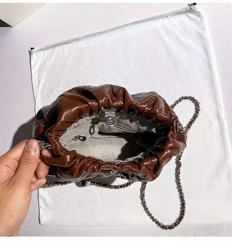 High Quality Genuine Leather Cowhide Pleated Cloud Fashion Women Handbag Shoulder Messenger Lady Purse Female Casual Bag