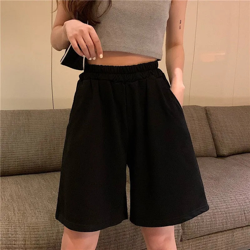 Loose Casual Large Sports Shorts Elastic Waist Korean Style Short High Waist Pants Fitness Running Shorts Women Summer Harajuku 250603