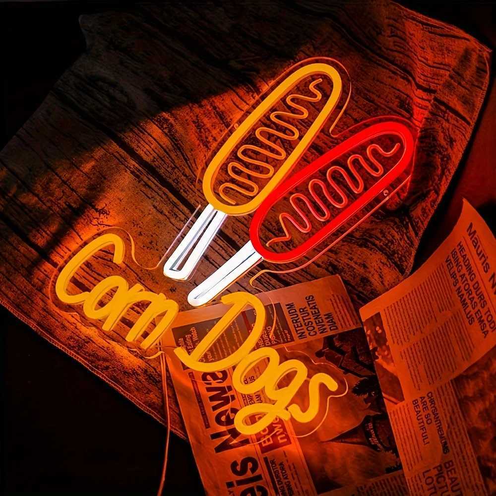 Corn Dog Neon Light LED Neon Sign Wall Decor for Kitchen Bar Game Room Restaurant Shop Store USB Powered Gift for Kid Friend XJ250602