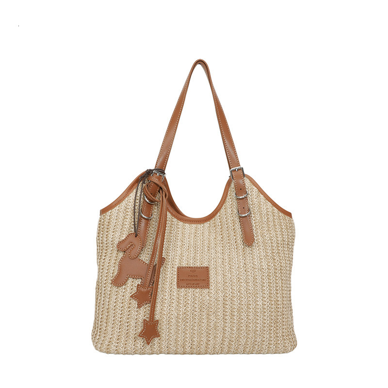 designer Large Capacity Tote Bag for Women 2025 New Handwoven Straw Bag Commuting Beach Vacation Shoulder Bag