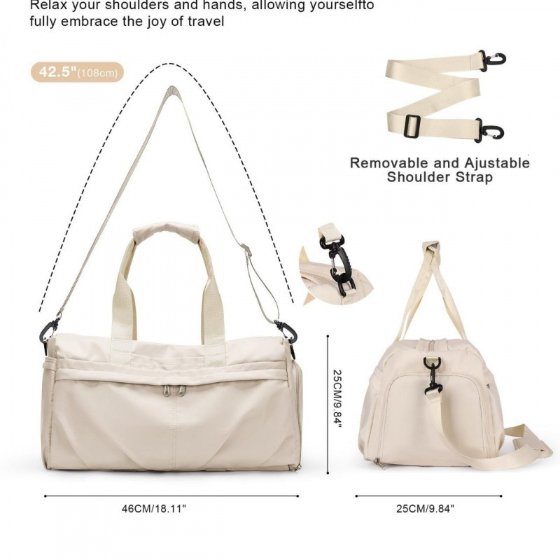 Gym Shoe Compartment Sports Duffel Waterproof Travel Carry Bag Yoga with Trolley Cover