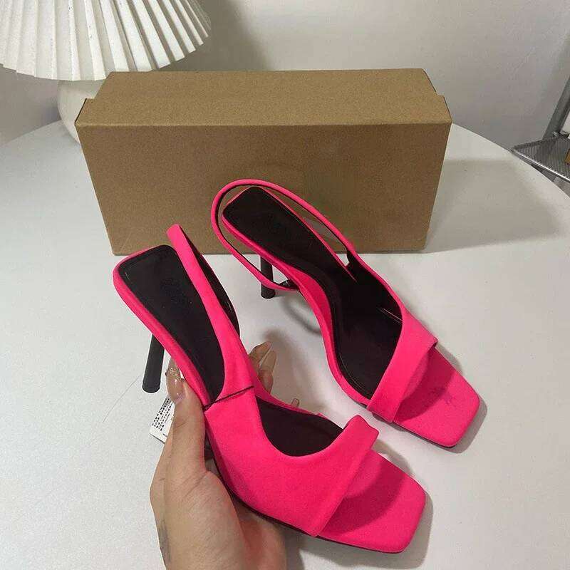 Women's High-heeled Sandals Open Toe Elegant Slingbacks Trendy Design 2024 Summer Ladies Shoes Large Size Back Strap Footwear
