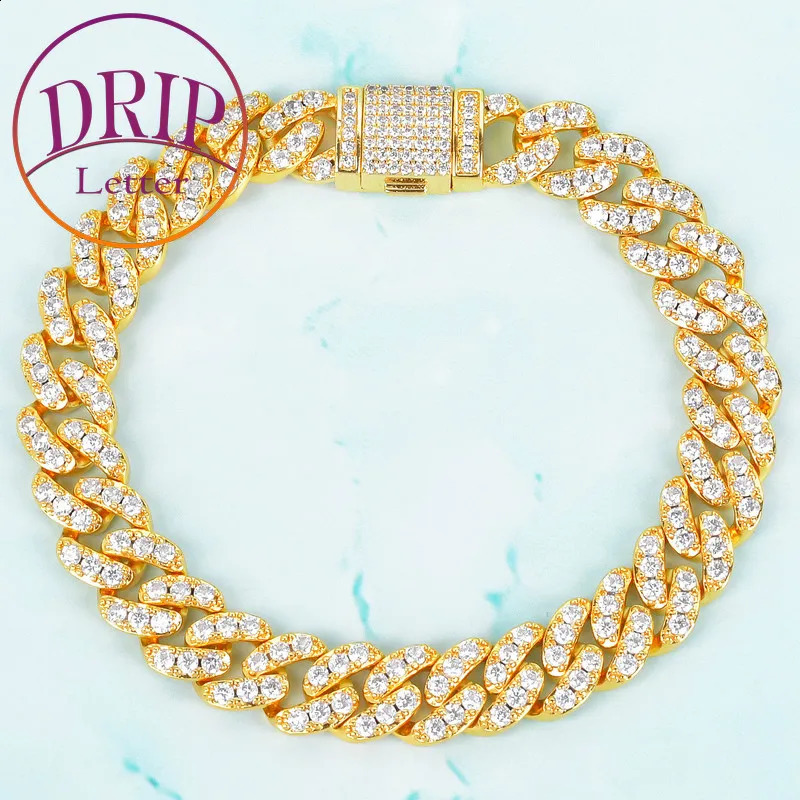 Drip Letter 8 inch Bracelet Gold Color Miami Cuban Link Women Fashion Jewelry Hip Hop Rock Street Style 250530
