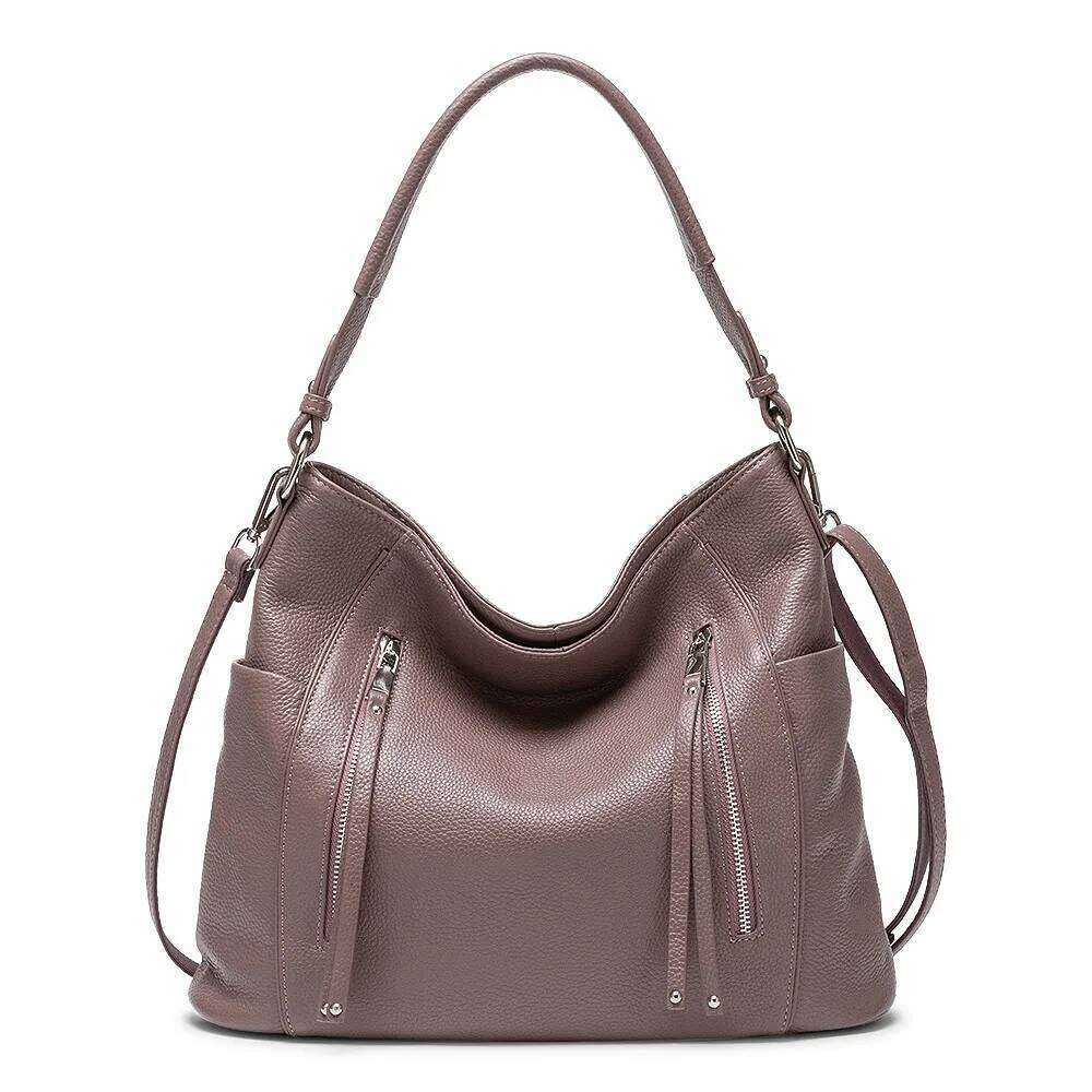 Zency New Handbag Genuine Leather For Women Shoulder Tote Crossbody Hobo Large Zipper Pocket Charming Female Handbags