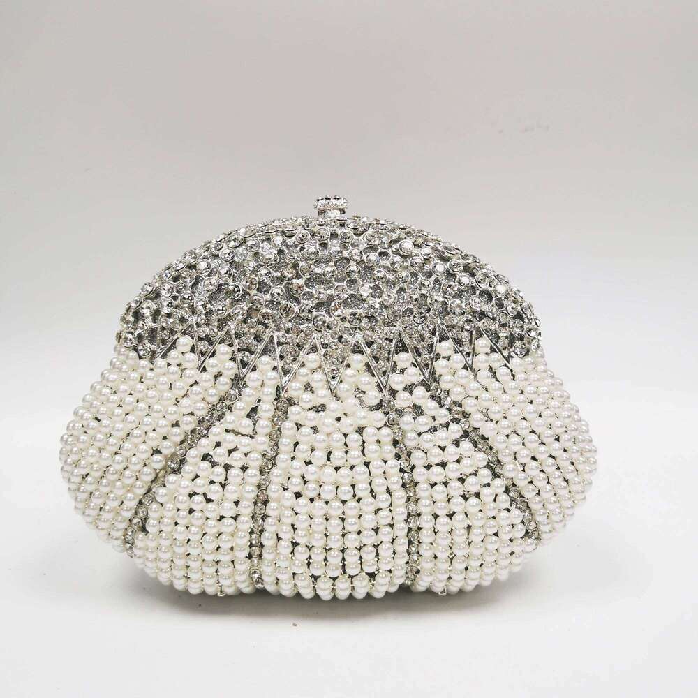 Women Pearl XIYUAN Crystal Dia Elegant Handbag Gala Dinner Party Banquet Purse Wedding Bridal Female tail Evening Bag