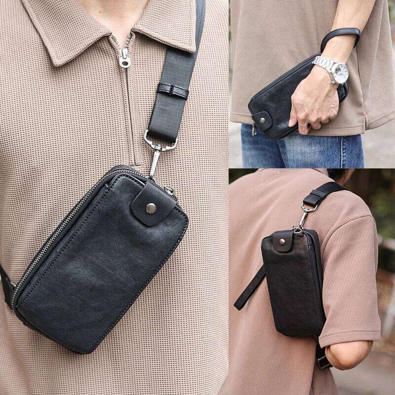 Design Bag Wmnuo Korean Leather Genuine Cowhide Messenger Bags For Man Designer Sling Chest Bag Clutches Male Mini Phone Hip Sack Brand Bag