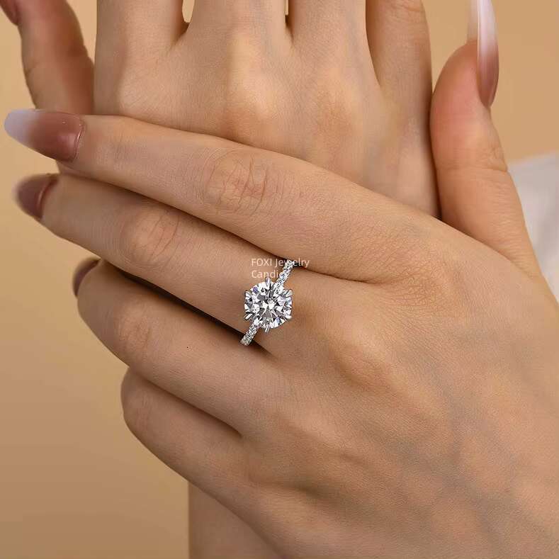 Hot Sale Valentines Day Classic Six-Claw Moissanite Ring S925 18K Gold Inlaid High Quality Classic Jewelry