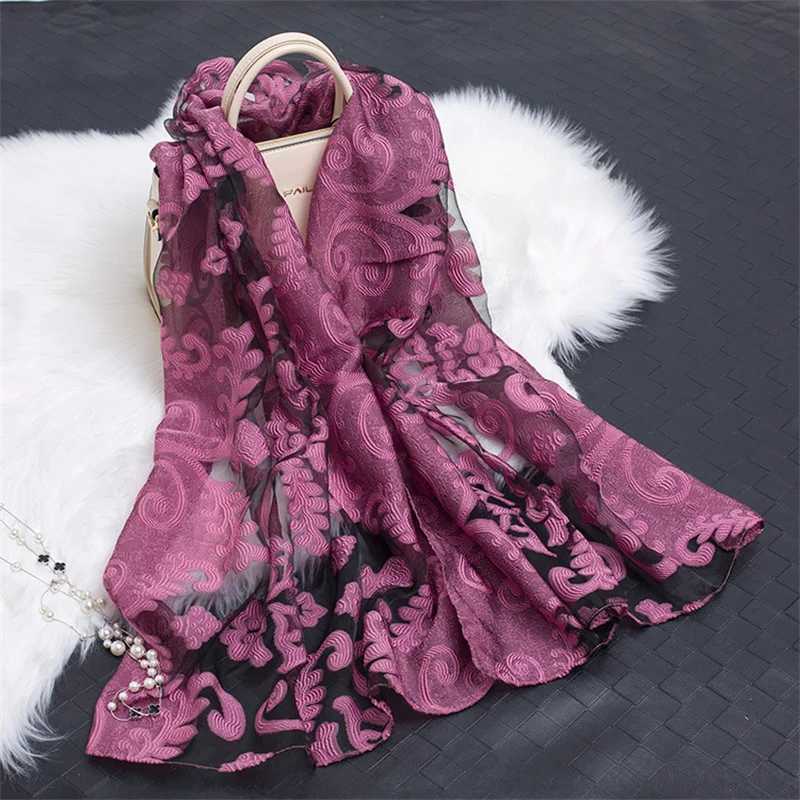 Spring and Summer of the New-style Organza lace Splicing Scarf Female cut silk Scarf Cashew Flower Pattern scarf W250602