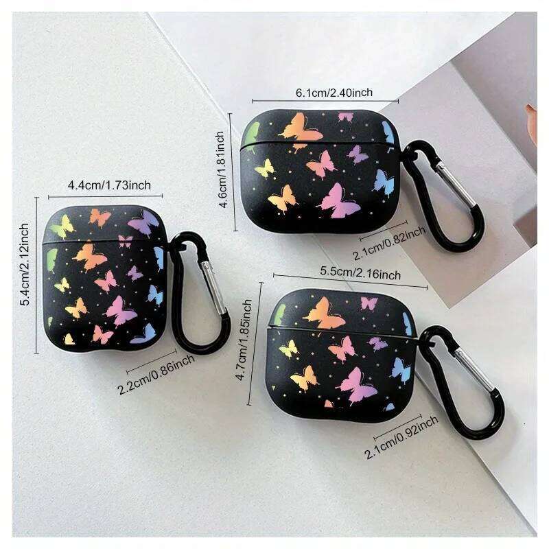 Colorful Butterflies Pro 2/Pro TPU Earbuds Case for 4 2025 3 2 1 Gen Cover with Keychain Accessory