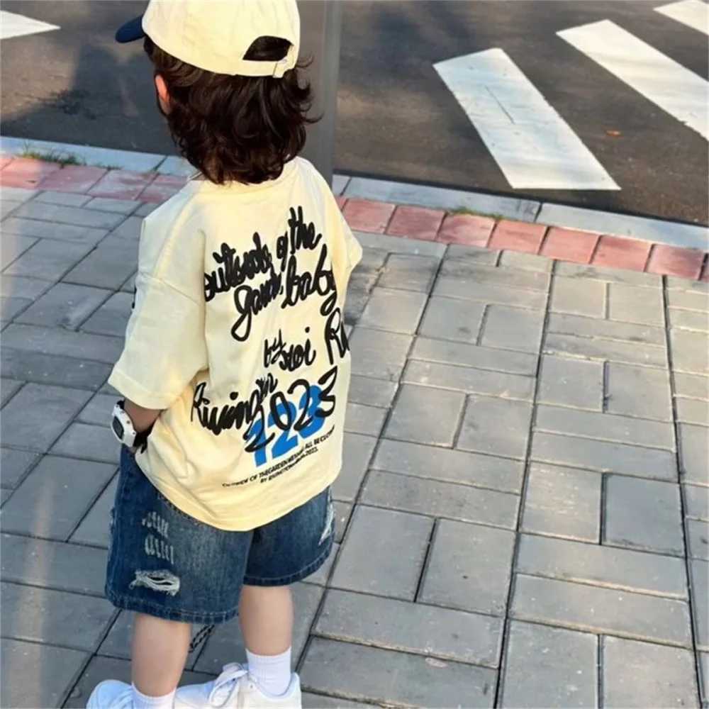 Pure cotton short-sleeved T-shirt for boys and girls in summer new style breathable and comfortable top for children T250603