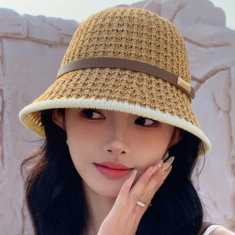 Summer Womens Fashion Temperament Bucket Hats New Knitted Cut-out Bucket Hats for Women W250602