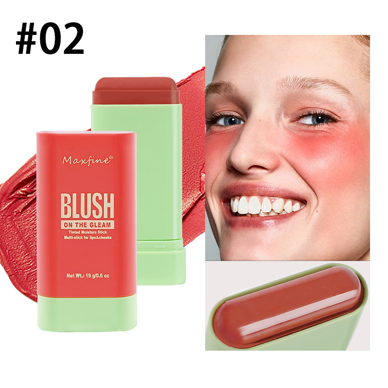 MAXFINE Multi Functional 3 Colors On The Gleam Waterproof Long Lasting Easy Color Tinted Moisture Blush Stick Mult-Stick For Lips&Cheeks