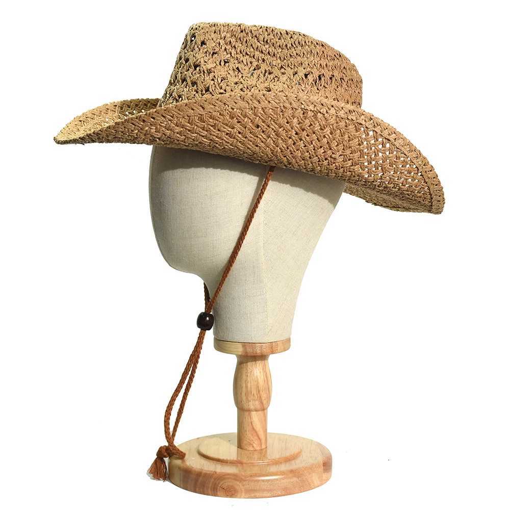 Panama Soft Handmade Cowboy Straw Hat Summer Men Women Outdoor Travel Beach Hats Unisex Solid Wide Brim Beach Sun Cap Fedora Hat W250602