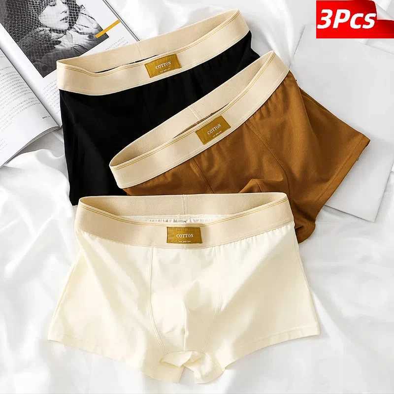 3Pcs Boxer Shorts Mens Underwear Sexy Panties Cotton Boxers Soft Fashion Antibacterial Trunks Man Underpants Male Short Fitness W250603