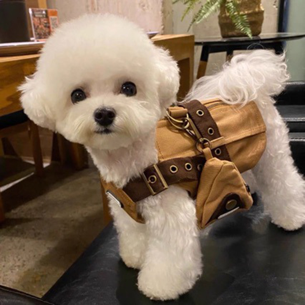 Retro Dog Clothes Strap Jacket, Dog Pet Cat Cotton Workwear Jacket Clothes with Double D-ring, Puppy Costumes Outfits for Chihuahua Yorkie Dachshund X