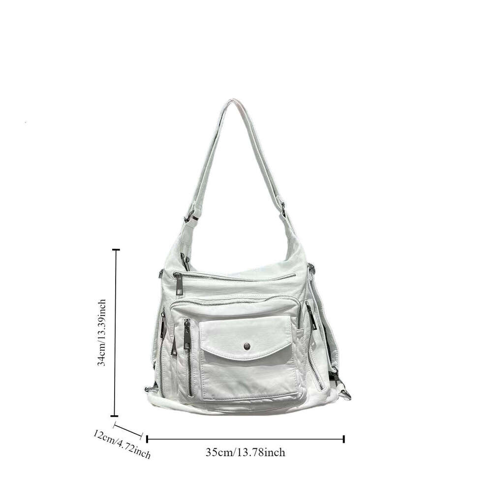 Women's charter flight backpack shoulder crossbody bag fashionable Y2K washed and worn large capacity multifunctional