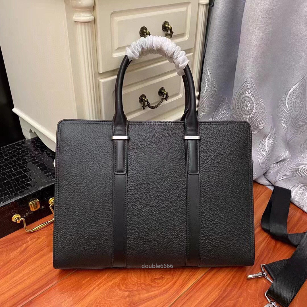 Famous designer men's pure leather black plain weave briefcase, messenger bag, laptop bag, business office bag, cross-body bag traveling bag shoulderbag purse