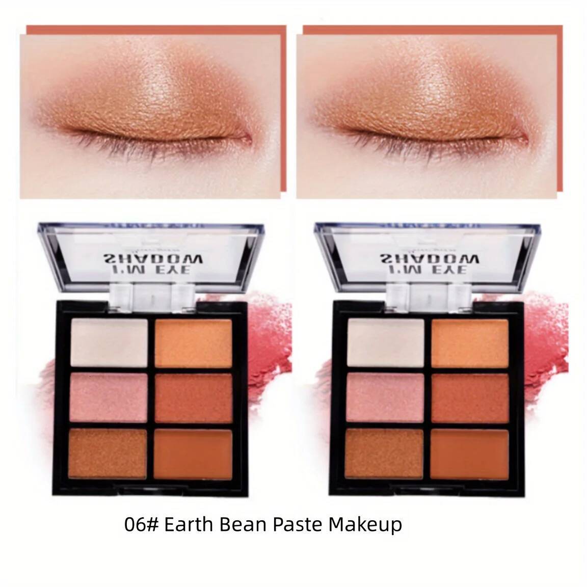 6-Color Tray High Pigment Matte & Glitter Eyeshadow Powder Waterproof Long-Lasting Makeup Kit for Eyes