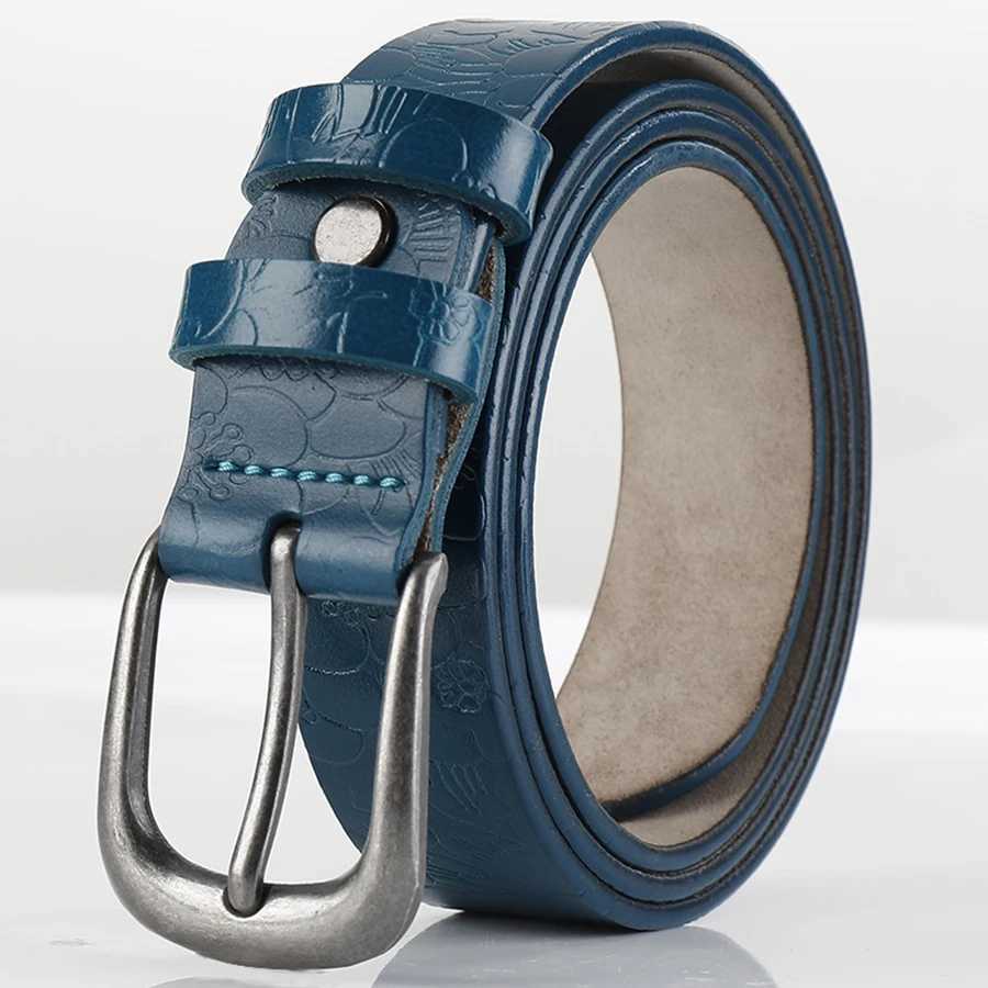 Retro Womens Leather Belt Versatile Womens Cowhide Embossed Leather Belt Clothing Matching Womens Belt XJ250602
